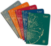 Clairefontaine Forever Recycled A5 Stapled Notebooks 120 Pages 90gsm Feint Ruled Paper Assorted Colours (Pack 5) - 68486C